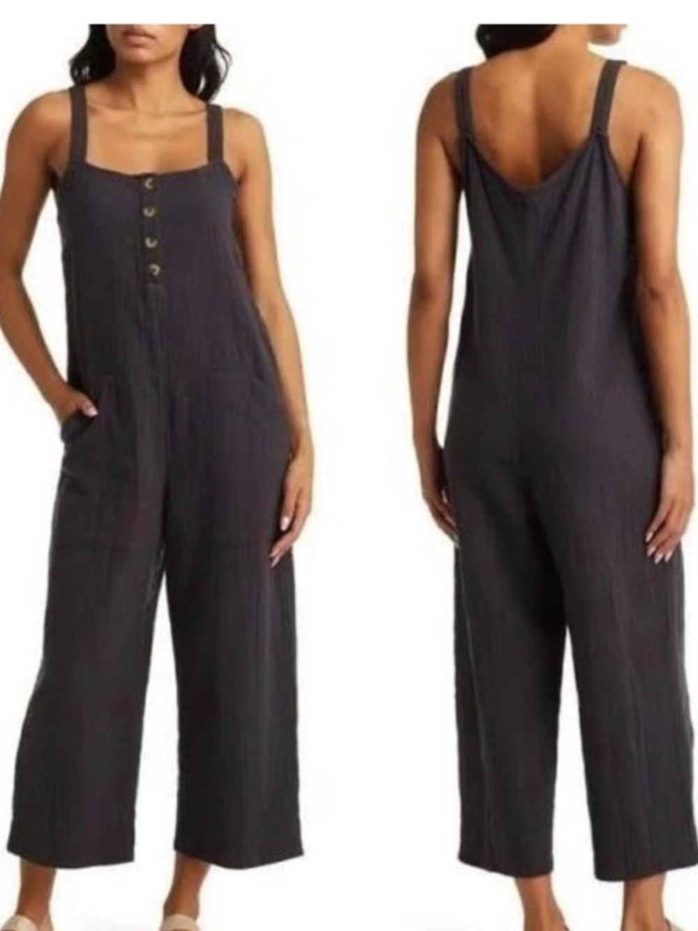 Billabong Stargazer Cotton Gauze Women’s Jumpsuit Romper Black Sz. L NWT Beachy